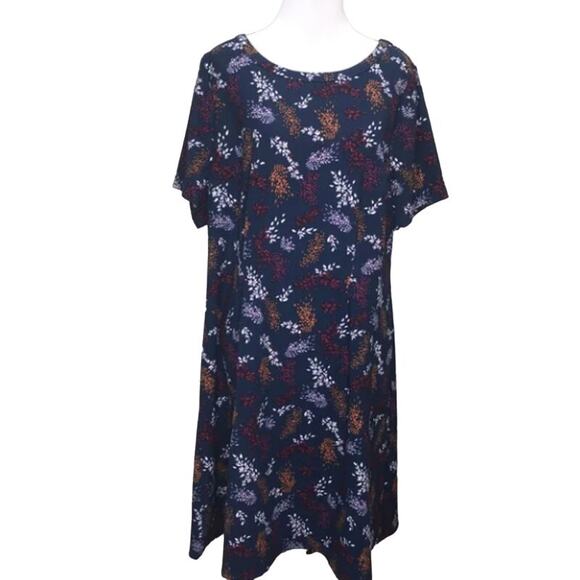 Lane Bryant Blue Leaf Print Dress Like New Size 26/28 - Picture 1 of 6